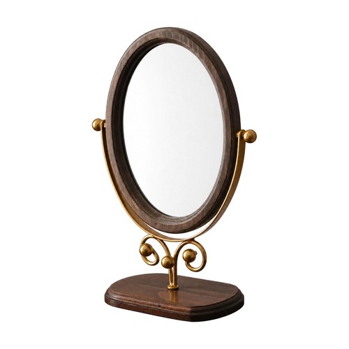Wooden makeup mirror vintage - wooden,