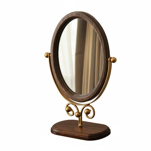 Vintage wooden mirror desktop - vintage,