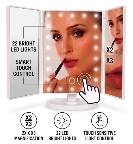 Led tri fold makeup vanity - tri-fold,